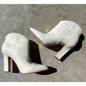 Marc Fisher LTD White Leather Pointed Toe Ankle Booties